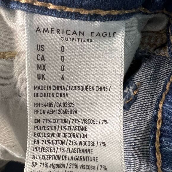 American Eagle Womens Blue Hi-Rise Shortie Next Level Stretch Distressed Size 0‎ - Picture 7 of 8